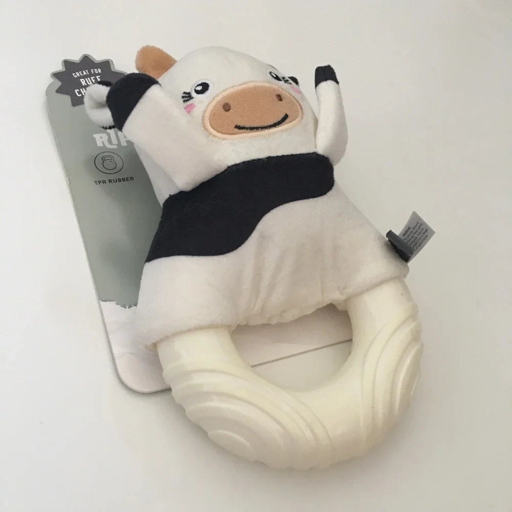 Dog Toy Chewer Cow Rip and Reveal Ruff Chewers Toy NEW | Fringe Black & White